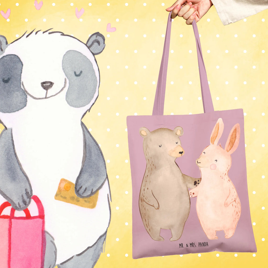 Tote bag bear and rabbit Embrace