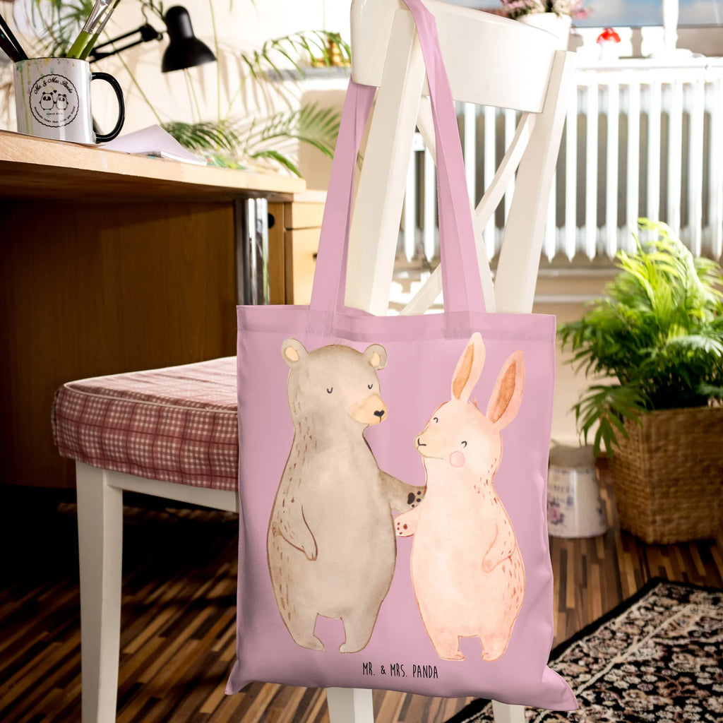 Tote bag bear and rabbit Embrace