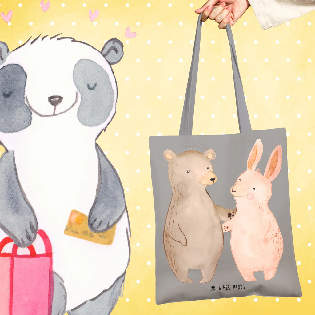 Tote bag bear and rabbit Embrace
