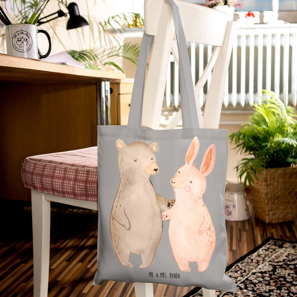 Tote bag bear and rabbit Embrace