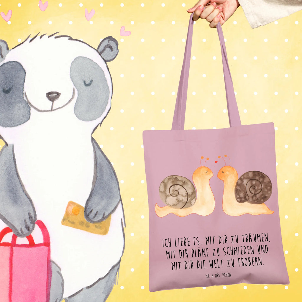 Tote bag Snails in love Strandtasche, Laptoptasche, Tragetasche, Schultertasche, Tasche, Beuteltasche, Umhängetasche, Jutetasche, Einkaufstasche, Badetasche, Stofftasche, Stoffbeutel, Einkaufstüte, Shopper, Beutel, Jutebeutel, Liebe, Partner, Freund, Freundin, Ehemann, Ehefrau, Heiraten, Verlobung, Heiratsantrag, Liebesgeschenk, Jahrestag, Hocheitstag