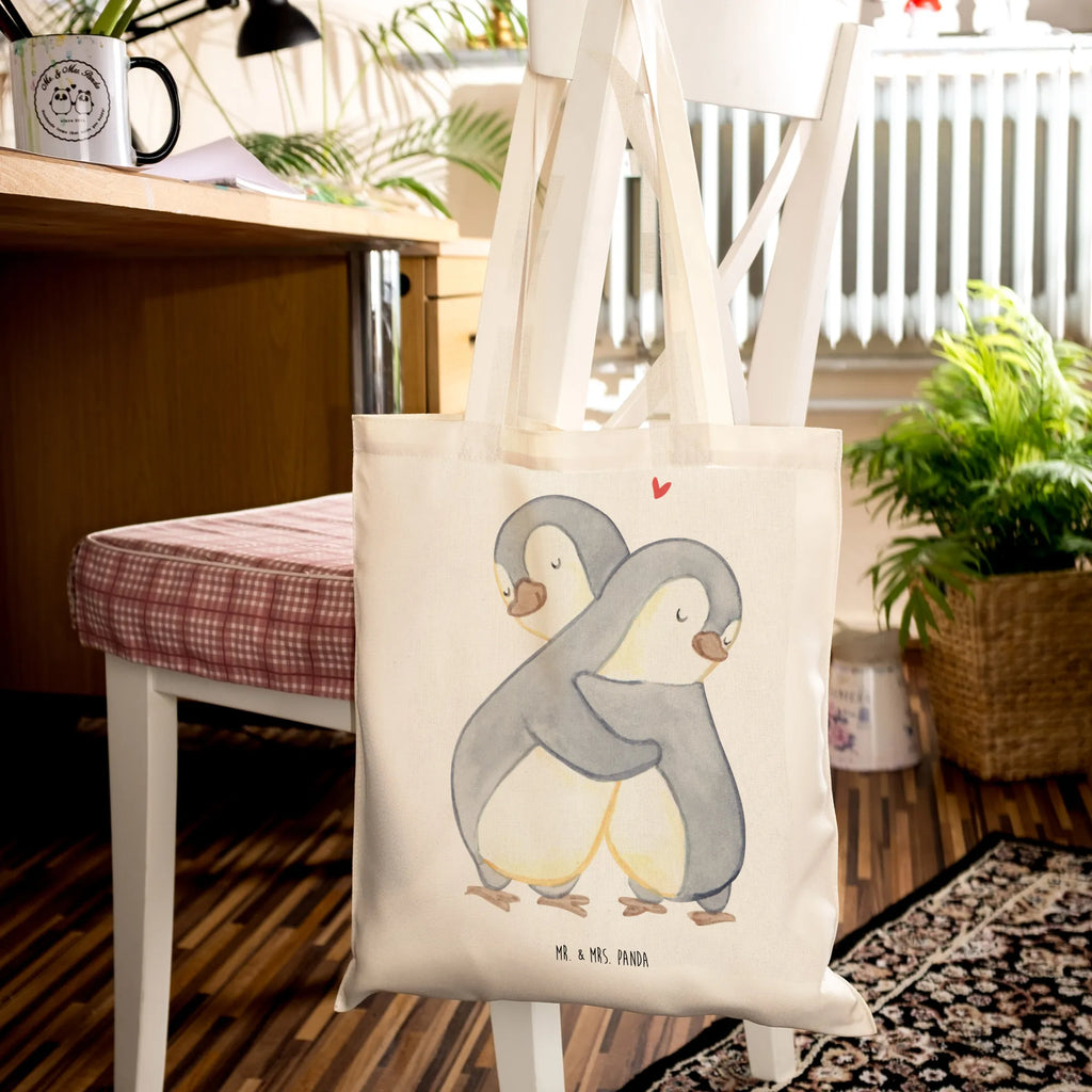 Tote bag penguins Cuddle Strandtasche, Einkaufstüte, Beutel, Beuteltasche, Shopper, Umhängetasche, Laptoptasche, Einkaufstasche, Stofftasche, Jutetasche, Jutebeutel, Tasche, Tragetasche, Schultertasche, Stoffbeutel, Badetasche, Liebe, Partner, Freund, Freundin, Ehemann, Ehefrau, Heiraten, Verlobung, Heiratsantrag, Liebesgeschenk, Jahrestag, Hocheitstag, Valentinstag, Hochzeitstag, Geschenk für Frauen, Geschenk für Freundin, Mitbringsel, für Männer, für Ehemann, Geschenk für Partner, Liebesbeweis