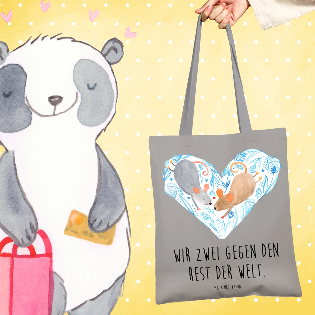 Tote bag Mice heart Strandtasche, Laptoptasche, Badetasche, Stofftasche, Jutetasche, Einkaufstasche, Shopper, Beutel, Tasche, Schultertasche, Einkaufstüte, Beuteltasche, Umhängetasche, Jutebeutel, Tragetasche, Stoffbeutel, Liebe, Partner, Freund, Freundin, Ehemann, Ehefrau, Heiraten, Verlobung, Heiratsantrag, Liebesgeschenk, Jahrestag, Hocheitstag, Hochzeit, Mäuse, Maus, Love, Geschenk für zwei, Lieblingsmensch, Liebesbotschaft, Gemeinsamkeit, Liebesbeweis
