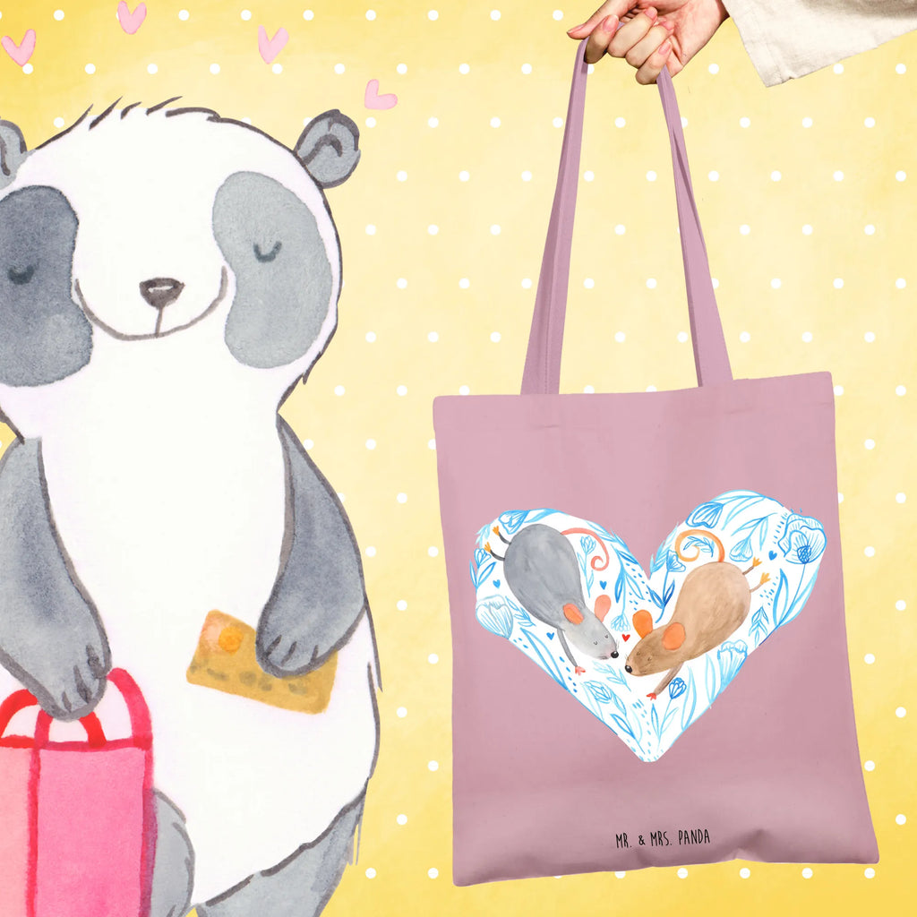 Tote bag Mice heart Strandtasche, Laptoptasche, Badetasche, Stofftasche, Jutetasche, Einkaufstasche, Shopper, Beutel, Tasche, Schultertasche, Einkaufstüte, Beuteltasche, Umhängetasche, Jutebeutel, Tragetasche, Stoffbeutel, Liebe, Partner, Freund, Freundin, Ehemann, Ehefrau, Heiraten, Verlobung, Heiratsantrag, Liebesgeschenk, Jahrestag, Hocheitstag, Hochzeit, Mäuse, Maus, Love, Geschenk für zwei, Lieblingsmensch, Liebesbotschaft, Gemeinsamkeit, Liebesbeweis