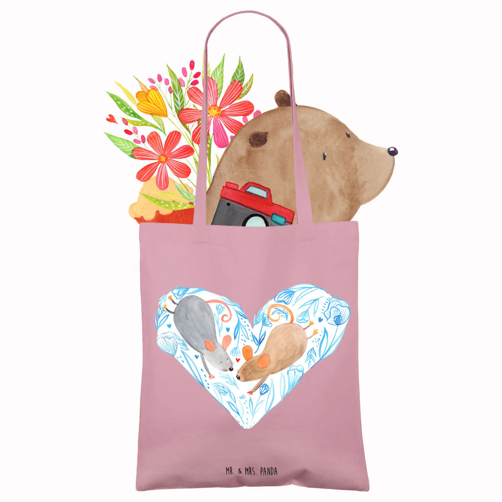 Tote bag Mice heart Strandtasche, Laptoptasche, Badetasche, Stofftasche, Jutetasche, Einkaufstasche, Shopper, Beutel, Tasche, Schultertasche, Einkaufstüte, Beuteltasche, Umhängetasche, Jutebeutel, Tragetasche, Stoffbeutel, Liebe, Partner, Freund, Freundin, Ehemann, Ehefrau, Heiraten, Verlobung, Heiratsantrag, Liebesgeschenk, Jahrestag, Hocheitstag, Hochzeit, Mäuse, Maus, Love, Geschenk für zwei, Lieblingsmensch, Liebesbotschaft, Gemeinsamkeit, Liebesbeweis