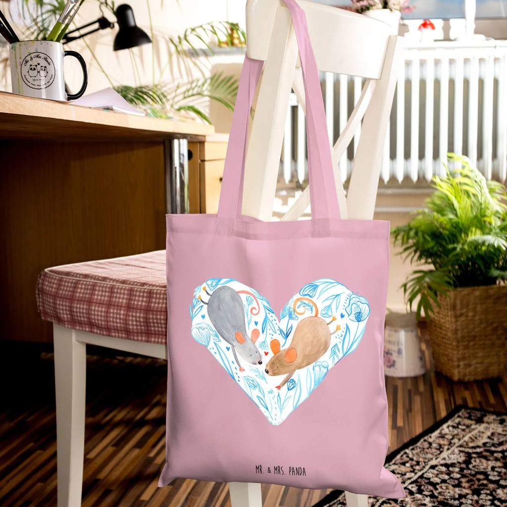 Tote bag Mice heart Strandtasche, Laptoptasche, Badetasche, Stofftasche, Jutetasche, Einkaufstasche, Shopper, Beutel, Tasche, Schultertasche, Einkaufstüte, Beuteltasche, Umhängetasche, Jutebeutel, Tragetasche, Stoffbeutel, Liebe, Partner, Freund, Freundin, Ehemann, Ehefrau, Heiraten, Verlobung, Heiratsantrag, Liebesgeschenk, Jahrestag, Hocheitstag, Hochzeit, Mäuse, Maus, Love, Geschenk für zwei, Lieblingsmensch, Liebesbotschaft, Gemeinsamkeit, Liebesbeweis