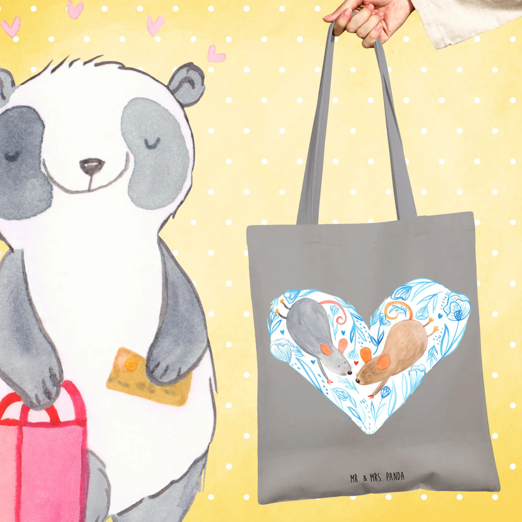 Tote bag Mice heart Strandtasche, Laptoptasche, Badetasche, Stofftasche, Jutetasche, Einkaufstasche, Shopper, Beutel, Tasche, Schultertasche, Einkaufstüte, Beuteltasche, Umhängetasche, Jutebeutel, Tragetasche, Stoffbeutel, Liebe, Partner, Freund, Freundin, Ehemann, Ehefrau, Heiraten, Verlobung, Heiratsantrag, Liebesgeschenk, Jahrestag, Hocheitstag, Hochzeit, Mäuse, Maus, Love, Geschenk für zwei, Lieblingsmensch, Liebesbotschaft, Gemeinsamkeit, Liebesbeweis