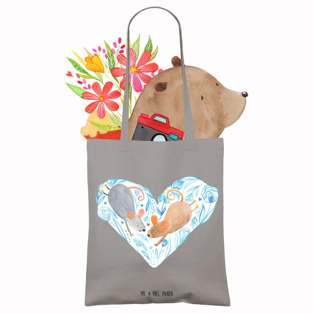 Tote bag Mice heart Strandtasche, Laptoptasche, Badetasche, Stofftasche, Jutetasche, Einkaufstasche, Shopper, Beutel, Tasche, Schultertasche, Einkaufstüte, Beuteltasche, Umhängetasche, Jutebeutel, Tragetasche, Stoffbeutel, Liebe, Partner, Freund, Freundin, Ehemann, Ehefrau, Heiraten, Verlobung, Heiratsantrag, Liebesgeschenk, Jahrestag, Hocheitstag, Hochzeit, Mäuse, Maus, Love, Geschenk für zwei, Lieblingsmensch, Liebesbotschaft, Gemeinsamkeit, Liebesbeweis