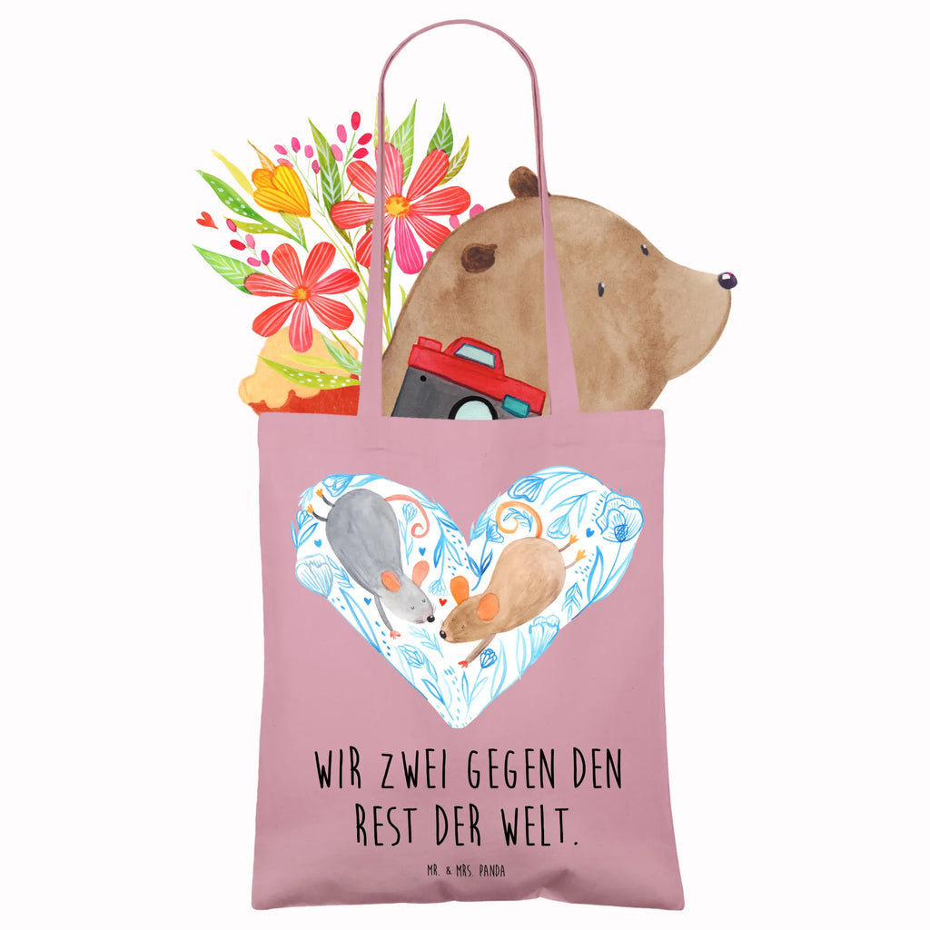 Tote bag Mice heart Strandtasche, Laptoptasche, Badetasche, Stofftasche, Jutetasche, Einkaufstasche, Shopper, Beutel, Tasche, Schultertasche, Einkaufstüte, Beuteltasche, Umhängetasche, Jutebeutel, Tragetasche, Stoffbeutel, Liebe, Partner, Freund, Freundin, Ehemann, Ehefrau, Heiraten, Verlobung, Heiratsantrag, Liebesgeschenk, Jahrestag, Hocheitstag, Hochzeit, Mäuse, Maus, Love, Geschenk für zwei, Lieblingsmensch, Liebesbotschaft, Gemeinsamkeit, Liebesbeweis
