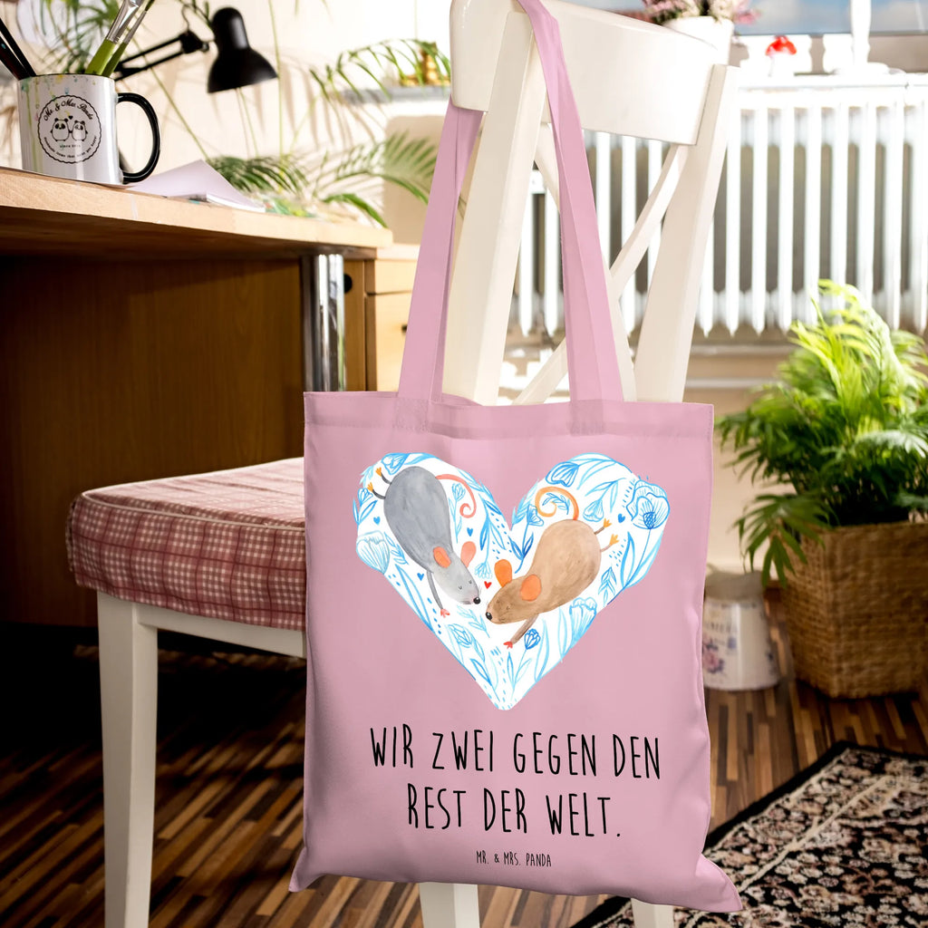 Tote bag Mice heart Strandtasche, Laptoptasche, Badetasche, Stofftasche, Jutetasche, Einkaufstasche, Shopper, Beutel, Tasche, Schultertasche, Einkaufstüte, Beuteltasche, Umhängetasche, Jutebeutel, Tragetasche, Stoffbeutel, Liebe, Partner, Freund, Freundin, Ehemann, Ehefrau, Heiraten, Verlobung, Heiratsantrag, Liebesgeschenk, Jahrestag, Hocheitstag, Hochzeit, Mäuse, Maus, Love, Geschenk für zwei, Lieblingsmensch, Liebesbotschaft, Gemeinsamkeit, Liebesbeweis