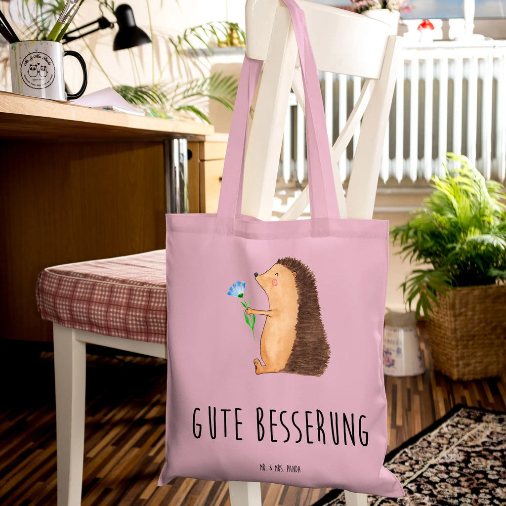 Tote bag Hedgehog Flower Laptoptasche, Beutel, Strandtasche, Shopper, Schultertasche, Jutetasche, Einkaufstasche, Umhängetasche, Stofftasche, Einkaufstüte, Badetasche, Jutebeutel, Tasche, Tragetasche, Stoffbeutel, Beuteltasche, Tiermotive, Gute Laune, lustige Sprüche, Tiere, Krankheit, Genesungswünsche, Besuch, krank, Krankenhaus, Gute Besserung, Igel