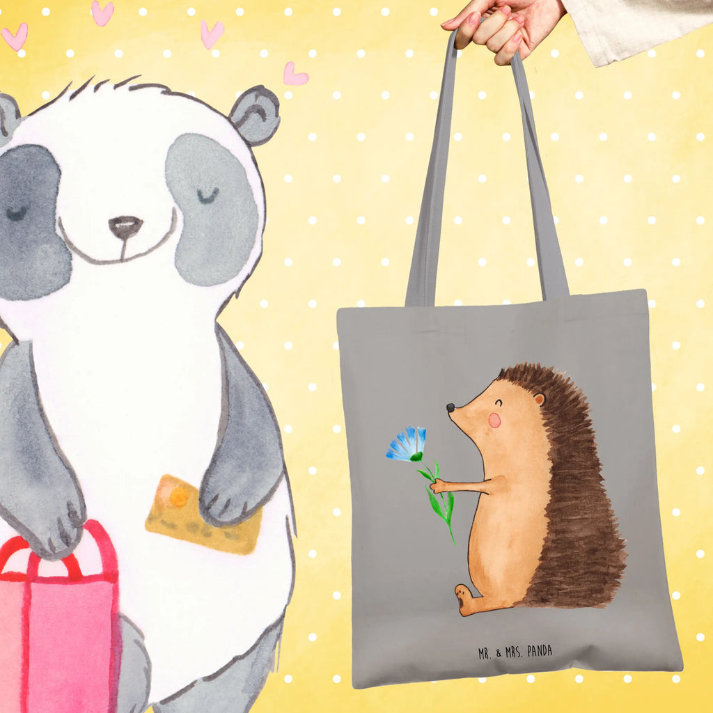 Tote bag Hedgehog Flower Laptoptasche, Beutel, Strandtasche, Shopper, Schultertasche, Jutetasche, Einkaufstasche, Umhängetasche, Stofftasche, Einkaufstüte, Badetasche, Jutebeutel, Tasche, Tragetasche, Stoffbeutel, Beuteltasche, Tiermotive, Gute Laune, lustige Sprüche, Tiere, Krankheit, Genesungswünsche, Besuch, krank, Krankenhaus, Gute Besserung, Igel