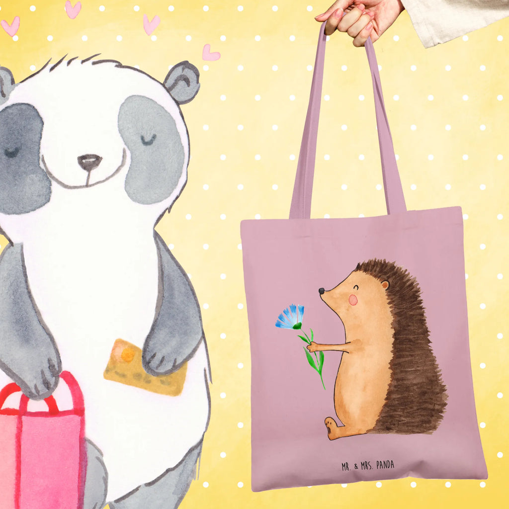 Tote bag Hedgehog Flower Laptoptasche, Beutel, Strandtasche, Shopper, Schultertasche, Jutetasche, Einkaufstasche, Umhängetasche, Stofftasche, Einkaufstüte, Badetasche, Jutebeutel, Tasche, Tragetasche, Stoffbeutel, Beuteltasche, Tiermotive, Gute Laune, lustige Sprüche, Tiere, Krankheit, Genesungswünsche, Besuch, krank, Krankenhaus, Gute Besserung, Igel