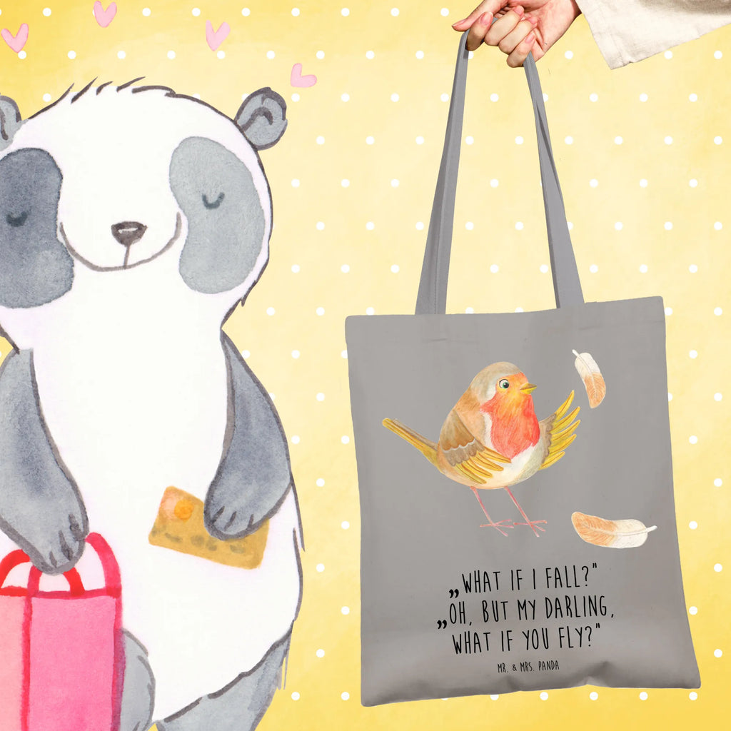 Tote bag robin feathers Einkaufstasche, Strandtasche, Shopper, Badetasche, Stoffbeutel, Jutebeutel, Umhängetasche, Tragetasche, Beuteltasche, Einkaufstüte, Schultertasche, Beutel, Stofftasche, Jutetasche, Tasche, Laptoptasche, Tiermotive, Gute Laune, lustige Sprüche, Tiere, Vogel, Rotkehlchen, Motivationsbilder, What if i fall, Spruch Mut, Motivation Sprüche, Spruch Motivation, fliegen