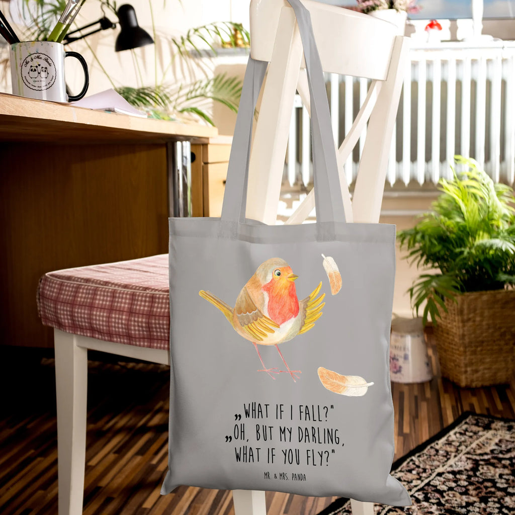 Tote bag robin feathers Einkaufstasche, Strandtasche, Shopper, Badetasche, Stoffbeutel, Jutebeutel, Umhängetasche, Tragetasche, Beuteltasche, Einkaufstüte, Schultertasche, Beutel, Stofftasche, Jutetasche, Tasche, Laptoptasche, Tiermotive, Gute Laune, lustige Sprüche, Tiere, Vogel, Rotkehlchen, Motivationsbilder, What if i fall, Spruch Mut, Motivation Sprüche, Spruch Motivation, fliegen