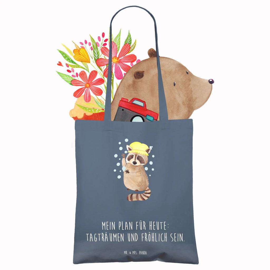 Tragetasche Waschbär Laptoptasche, Stoffbeutel, Shopper, Badetasche, Beutel, Strandtasche, Einkaufstüte, Jutebeutel, Beuteltasche, Stofftasche, Schultertasche, Tasche, Einkaufstasche, Jutetasche, Tragetasche, Umhängetasche, Tiermotive, Gute Laune, lustige Sprüche, Tiere, Tagträumen, Seifenblasen, Waschbär, waschen, Fröhlich, Plan