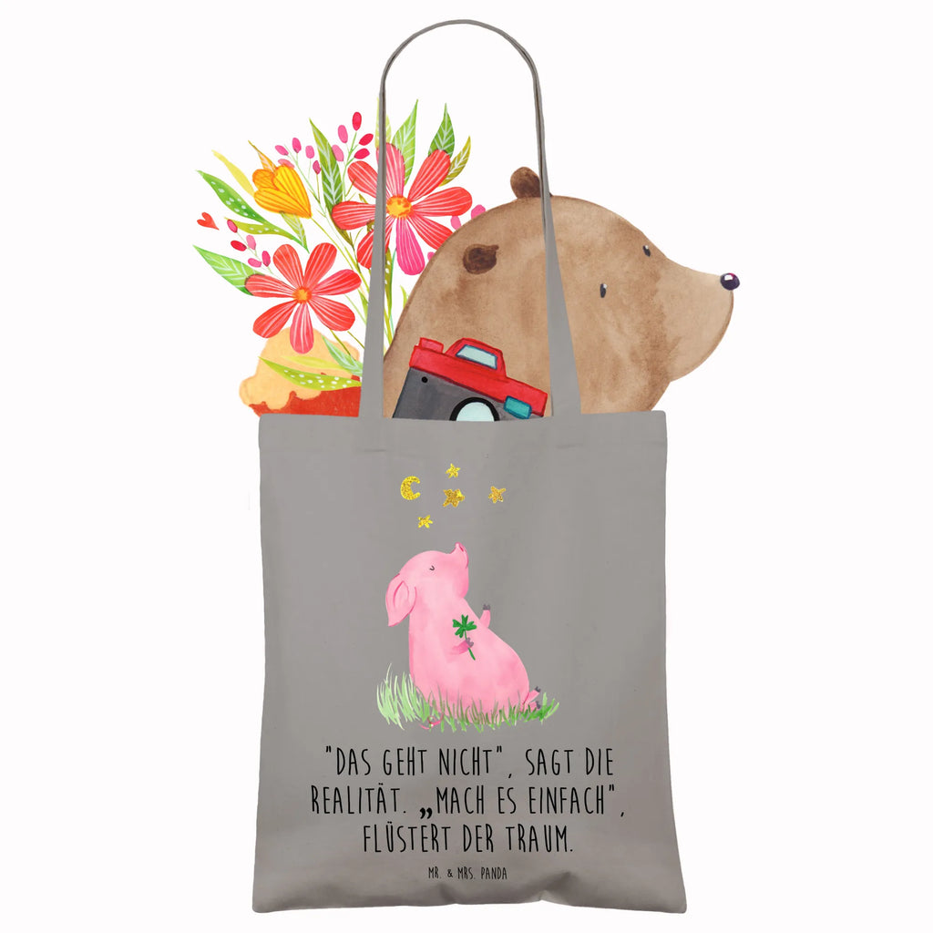 Tote bag Pig Luck cloth bag, bag, shopper, shopping bag, jute bag, pouch, Carrier bag, shoulder bag, cotton bag, small animals, cute, funny, cute animal motives, hand drawn, small world, funny sayings, good mood, happy, gifts, gift ideas, special gifts, animal lover, card, motivation, goals, lucky charm, asterisks, piglet, pig, stars, Lucky bastard. Luck, dreams