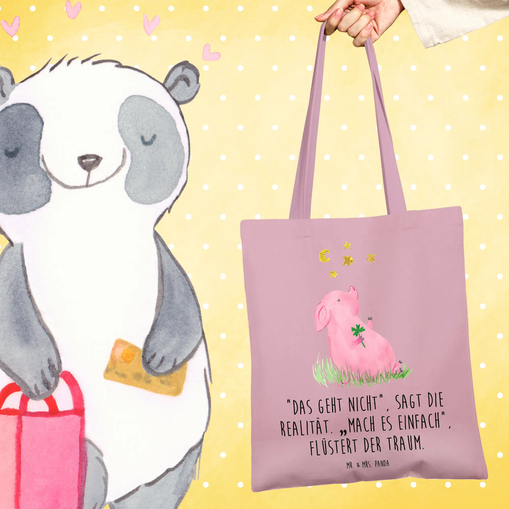 Tote bag Pig Luck cloth bag, bag, shopper, shopping bag, jute bag, pouch, Carrier bag, shoulder bag, cotton bag, small animals, cute, funny, cute animal motives, hand drawn, small world, funny sayings, good mood, happy, gifts, gift ideas, special gifts, animal lover, card, motivation, goals, lucky charm, asterisks, piglet, pig, stars, Lucky bastard. Luck, dreams