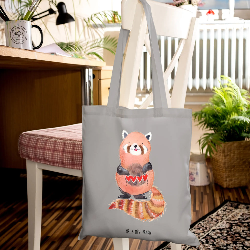 Tragetasche Roter Panda Stoffbeutel, Beuteltasche, Shopper, Einkaufstüte, Beutel, Umhängetasche, Einkaufstasche, Badetasche, Stofftasche, Jutebeutel, Schultertasche, Tragetasche, Laptoptasche, Jutetasche, Tasche, Strandtasche, Tiermotive, Gute Laune, lustige Sprüche, Tiere, Panda, Rot, Liebling, Lieblingsmensch, Liebe, Herz