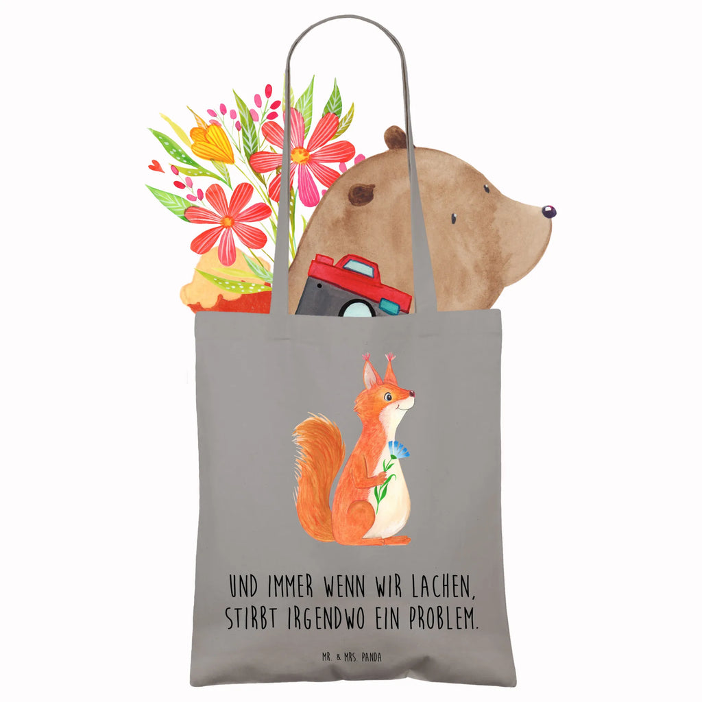 Tote bag Squirrel flower pouch, cotton bag, Carrier bag, cloth bag, shopper, bag, shoulder bag, jute bag, shopping bag, small animals, cute, funny, cute animal motives, hand drawn, small world, funny sayings, good mood, happy, gifts, gift ideas, special gifts, animal lover, card, positive saying, fun, Squirrel, laughter, saying decoration, squirrel, motivation pictures, happy saying, motivation sayings