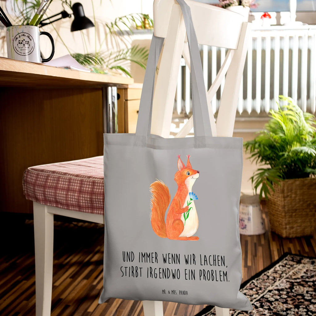 Tote bag Squirrel flower pouch, cotton bag, Carrier bag, cloth bag, shopper, bag, shoulder bag, jute bag, shopping bag, small animals, cute, funny, cute animal motives, hand drawn, small world, funny sayings, good mood, happy, gifts, gift ideas, special gifts, animal lover, card, positive saying, fun, Squirrel, laughter, saying decoration, squirrel, motivation pictures, happy saying, motivation sayings