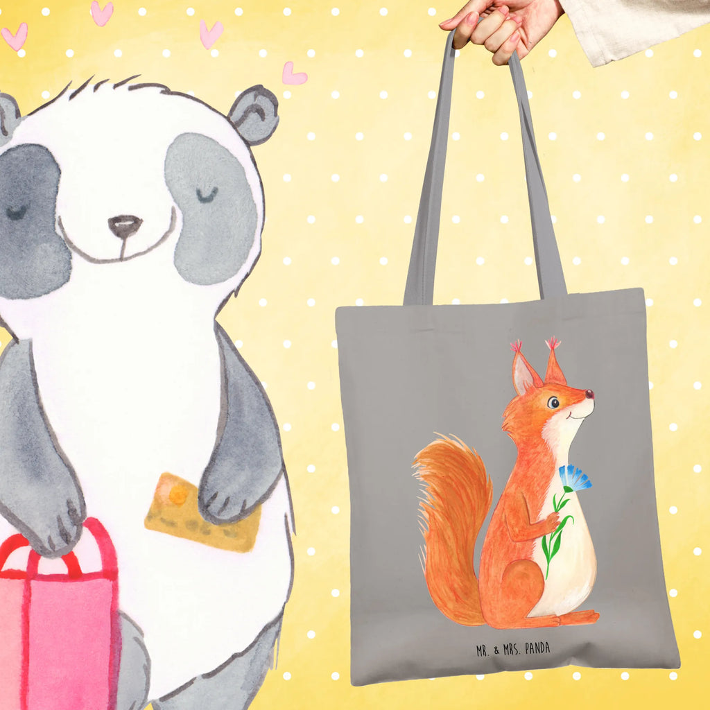 Tote bag Squirrel flower pouch, cotton bag, Carrier bag, cloth bag, shopper, bag, shoulder bag, jute bag, shopping bag, small animals, cute, funny, cute animal motives, hand drawn, small world, funny sayings, good mood, happy, gifts, gift ideas, special gifts, animal lover, card, positive saying, fun, Squirrel, laughter, saying decoration, squirrel, motivation pictures, happy saying, motivation sayings
