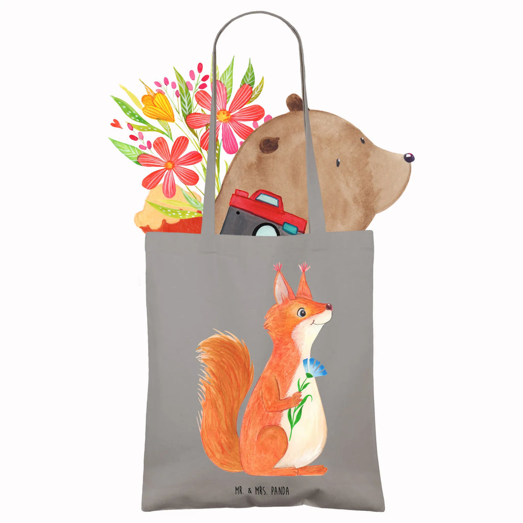 Tote bag Squirrel flower pouch, cotton bag, Carrier bag, cloth bag, shopper, bag, shoulder bag, jute bag, shopping bag, small animals, cute, funny, cute animal motives, hand drawn, small world, funny sayings, good mood, happy, gifts, gift ideas, special gifts, animal lover, card, positive saying, fun, Squirrel, laughter, saying decoration, squirrel, motivation pictures, happy saying, motivation sayings