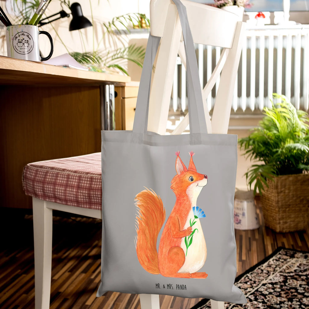 Tote bag Squirrel flower pouch, cotton bag, Carrier bag, cloth bag, shopper, bag, shoulder bag, jute bag, shopping bag, small animals, cute, funny, cute animal motives, hand drawn, small world, funny sayings, good mood, happy, gifts, gift ideas, special gifts, animal lover, card, positive saying, fun, Squirrel, laughter, saying decoration, squirrel, motivation pictures, happy saying, motivation sayings
