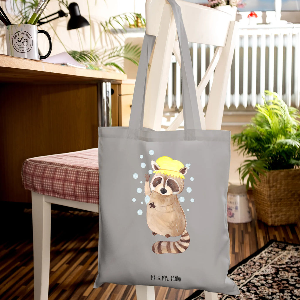 Tragetasche Waschbär Laptoptasche, Stoffbeutel, Shopper, Badetasche, Beutel, Strandtasche, Einkaufstüte, Jutebeutel, Beuteltasche, Stofftasche, Schultertasche, Tasche, Einkaufstasche, Jutetasche, Tragetasche, Umhängetasche, Tiermotive, Gute Laune, lustige Sprüche, Tiere, Tagträumen, Seifenblasen, Waschbär, waschen, Fröhlich, Plan