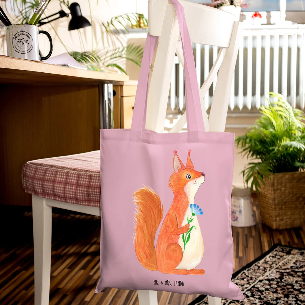 Tote bag Squirrel flower pouch, cotton bag, Carrier bag, cloth bag, shopper, bag, shoulder bag, jute bag, shopping bag, small animals, cute, funny, cute animal motives, hand drawn, small world, funny sayings, good mood, happy, gifts, gift ideas, special gifts, animal lover, card, positive saying, fun, Squirrel, laughter, saying decoration, squirrel, motivation pictures, happy saying, motivation sayings