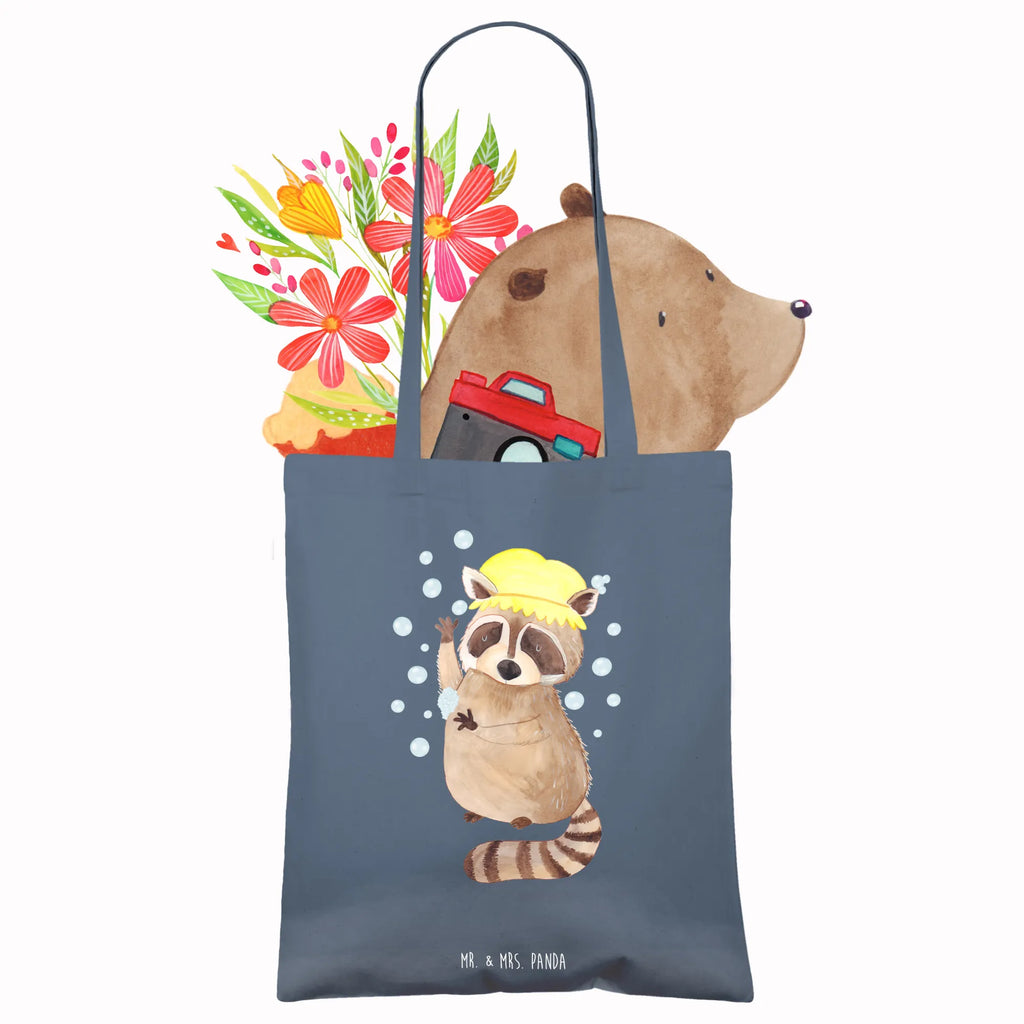Tragetasche Waschbär Laptoptasche, Stoffbeutel, Shopper, Badetasche, Beutel, Strandtasche, Einkaufstüte, Jutebeutel, Beuteltasche, Stofftasche, Schultertasche, Tasche, Einkaufstasche, Jutetasche, Tragetasche, Umhängetasche, Tiermotive, Gute Laune, lustige Sprüche, Tiere, Tagträumen, Seifenblasen, Waschbär, waschen, Fröhlich, Plan