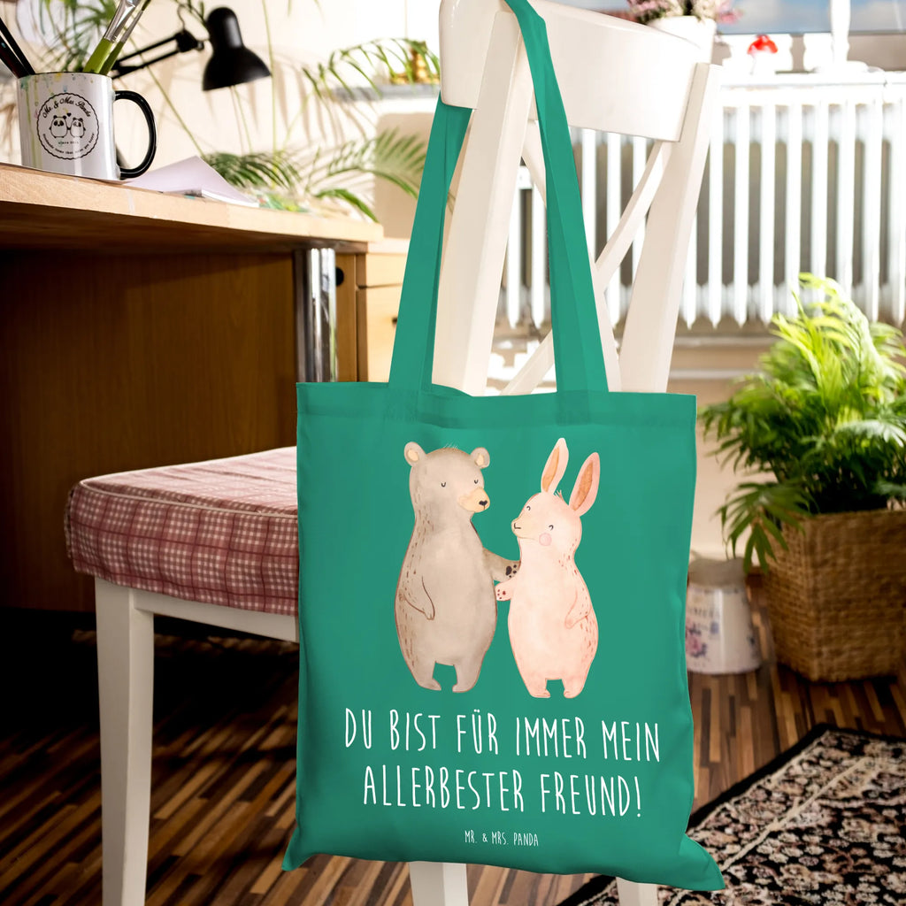 Tote bag bear and rabbit Embrace