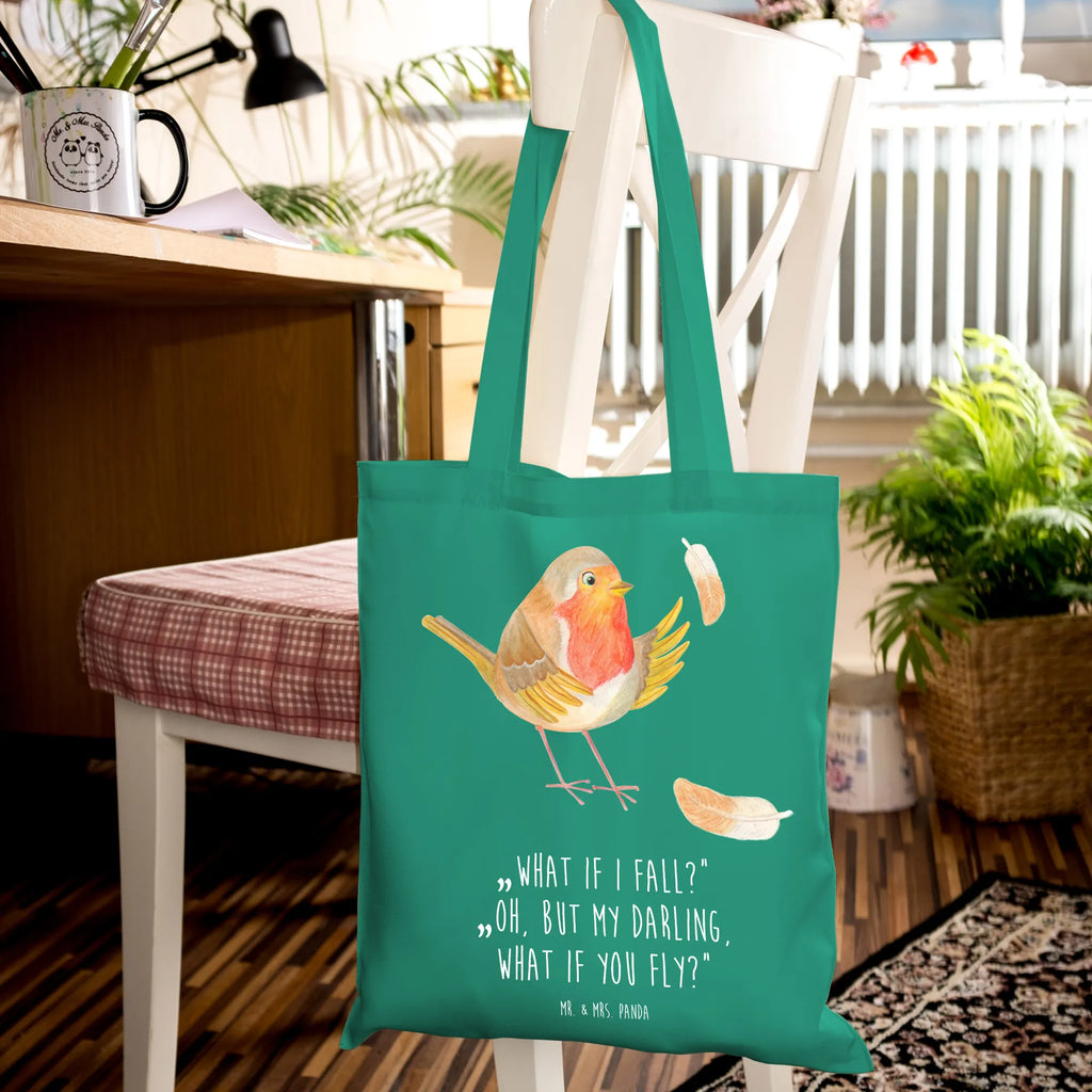 Tote bag robin feathers Einkaufstasche, Strandtasche, Shopper, Badetasche, Stoffbeutel, Jutebeutel, Umhängetasche, Tragetasche, Beuteltasche, Einkaufstüte, Schultertasche, Beutel, Stofftasche, Jutetasche, Tasche, Laptoptasche, Tiermotive, Gute Laune, lustige Sprüche, Tiere, Vogel, Rotkehlchen, Motivationsbilder, What if i fall, Spruch Mut, Motivation Sprüche, Spruch Motivation, fliegen