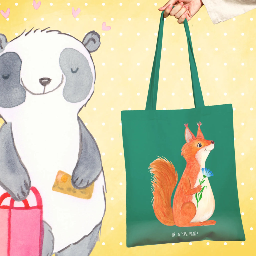 Tote bag Squirrel flower pouch, cotton bag, Carrier bag, cloth bag, shopper, bag, shoulder bag, jute bag, shopping bag, small animals, cute, funny, cute animal motives, hand drawn, small world, funny sayings, good mood, happy, gifts, gift ideas, special gifts, animal lover, card, positive saying, fun, Squirrel, laughter, saying decoration, squirrel, motivation pictures, happy saying, motivation sayings