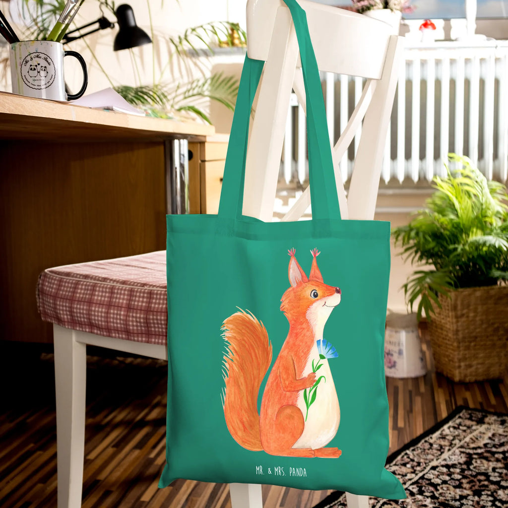 Tote bag Squirrel flower pouch, cotton bag, Carrier bag, cloth bag, shopper, bag, shoulder bag, jute bag, shopping bag, small animals, cute, funny, cute animal motives, hand drawn, small world, funny sayings, good mood, happy, gifts, gift ideas, special gifts, animal lover, card, positive saying, fun, Squirrel, laughter, saying decoration, squirrel, motivation pictures, happy saying, motivation sayings