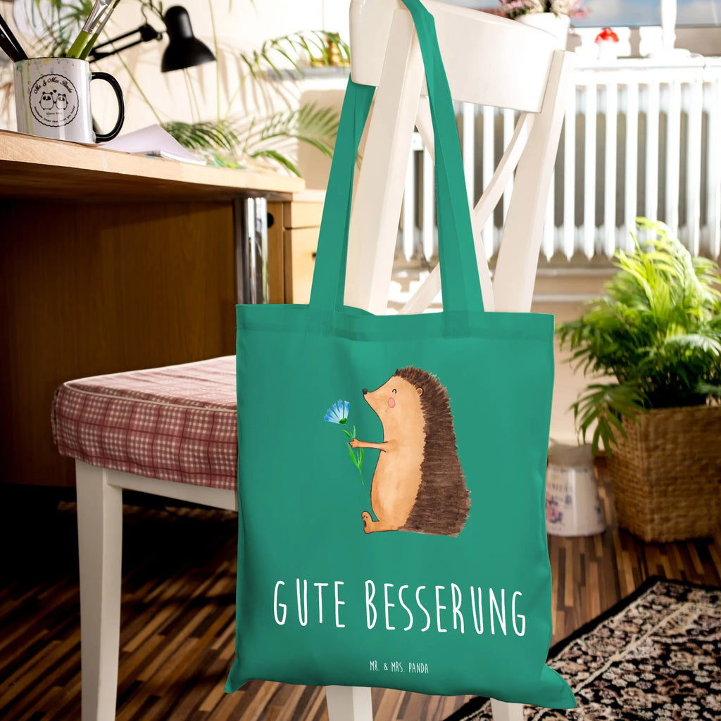 Tote bag Hedgehog Flower Laptoptasche, Beutel, Strandtasche, Shopper, Schultertasche, Jutetasche, Einkaufstasche, Umhängetasche, Stofftasche, Einkaufstüte, Badetasche, Jutebeutel, Tasche, Tragetasche, Stoffbeutel, Beuteltasche, Tiermotive, Gute Laune, lustige Sprüche, Tiere, Krankheit, Genesungswünsche, Besuch, krank, Krankenhaus, Gute Besserung, Igel