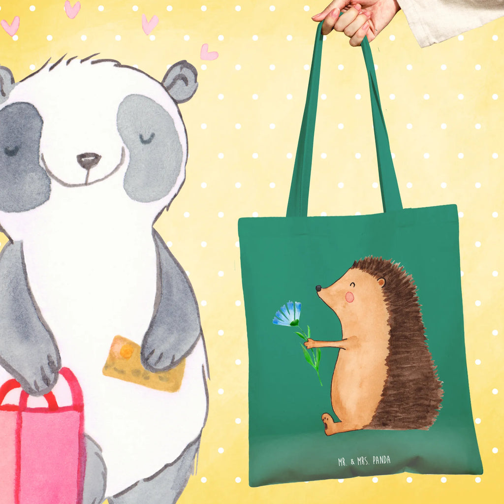 Tote bag Hedgehog Flower Laptoptasche, Beutel, Strandtasche, Shopper, Schultertasche, Jutetasche, Einkaufstasche, Umhängetasche, Stofftasche, Einkaufstüte, Badetasche, Jutebeutel, Tasche, Tragetasche, Stoffbeutel, Beuteltasche, Tiermotive, Gute Laune, lustige Sprüche, Tiere, Krankheit, Genesungswünsche, Besuch, krank, Krankenhaus, Gute Besserung, Igel