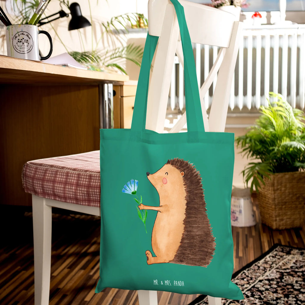 Tote bag Hedgehog Flower Laptoptasche, Beutel, Strandtasche, Shopper, Schultertasche, Jutetasche, Einkaufstasche, Umhängetasche, Stofftasche, Einkaufstüte, Badetasche, Jutebeutel, Tasche, Tragetasche, Stoffbeutel, Beuteltasche, Tiermotive, Gute Laune, lustige Sprüche, Tiere, Krankheit, Genesungswünsche, Besuch, krank, Krankenhaus, Gute Besserung, Igel