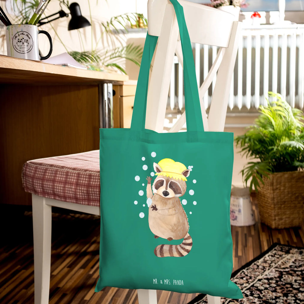 Tragetasche Waschbär Laptoptasche, Stoffbeutel, Shopper, Badetasche, Beutel, Strandtasche, Einkaufstüte, Jutebeutel, Beuteltasche, Stofftasche, Schultertasche, Tasche, Einkaufstasche, Jutetasche, Tragetasche, Umhängetasche, Tiermotive, Gute Laune, lustige Sprüche, Tiere, Tagträumen, Seifenblasen, Waschbär, waschen, Fröhlich, Plan