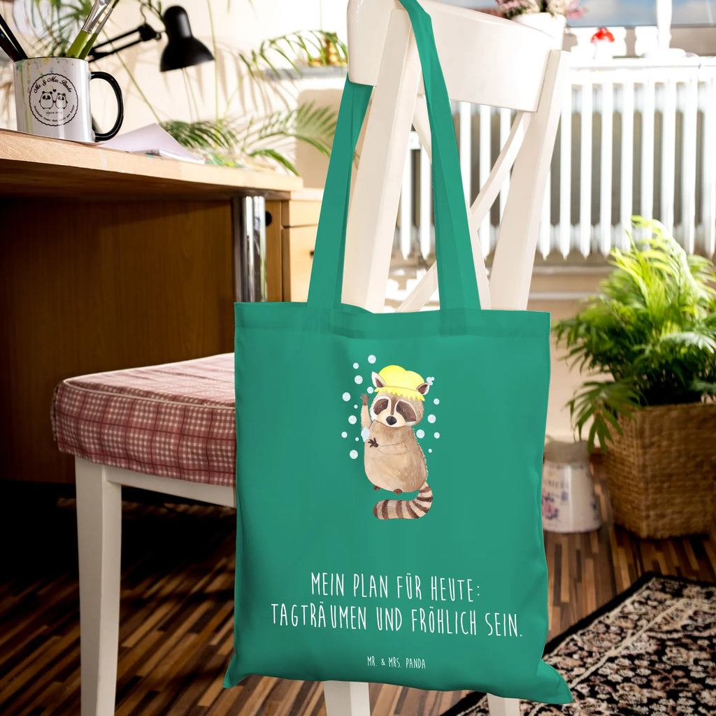 Tragetasche Waschbär Laptoptasche, Stoffbeutel, Shopper, Badetasche, Beutel, Strandtasche, Einkaufstüte, Jutebeutel, Beuteltasche, Stofftasche, Schultertasche, Tasche, Einkaufstasche, Jutetasche, Tragetasche, Umhängetasche, Tiermotive, Gute Laune, lustige Sprüche, Tiere, Tagträumen, Seifenblasen, Waschbär, waschen, Fröhlich, Plan