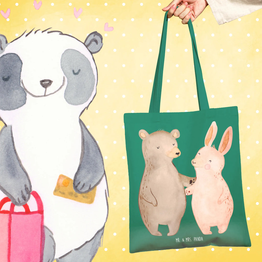 Tote bag bear and rabbit Embrace
