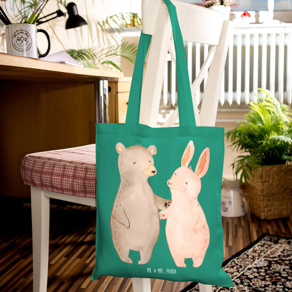 Tote bag bear and rabbit Embrace