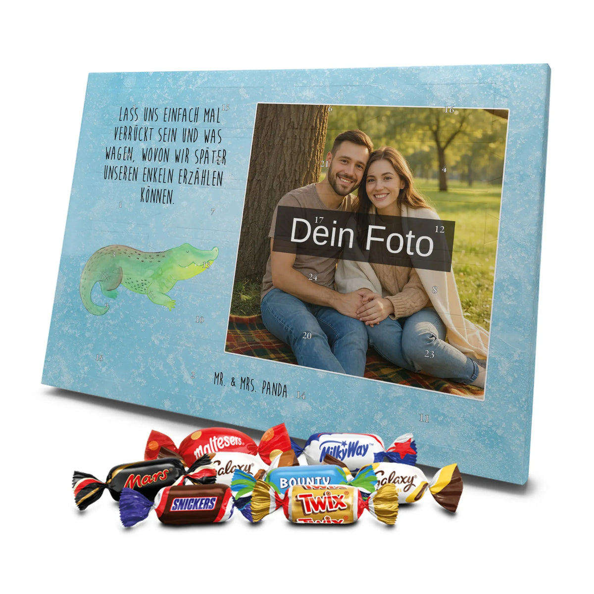 Personalisierter Schoko Foto Adventskalender Krokodil Schoko Foto Adventskalender, Personalisierter Schoko Foto Adventskalender, Foto Schokoladen Adventskalender, Fotokalender Advent, Foto Adventskalender, Urlaub, Meerestiere, Meer, Krokodil, Krokodile, Lieblingsmensch, Abenteuerlust, Spontan sein, Beste Freundin, Freundin, Verrückt sein, Reiselust