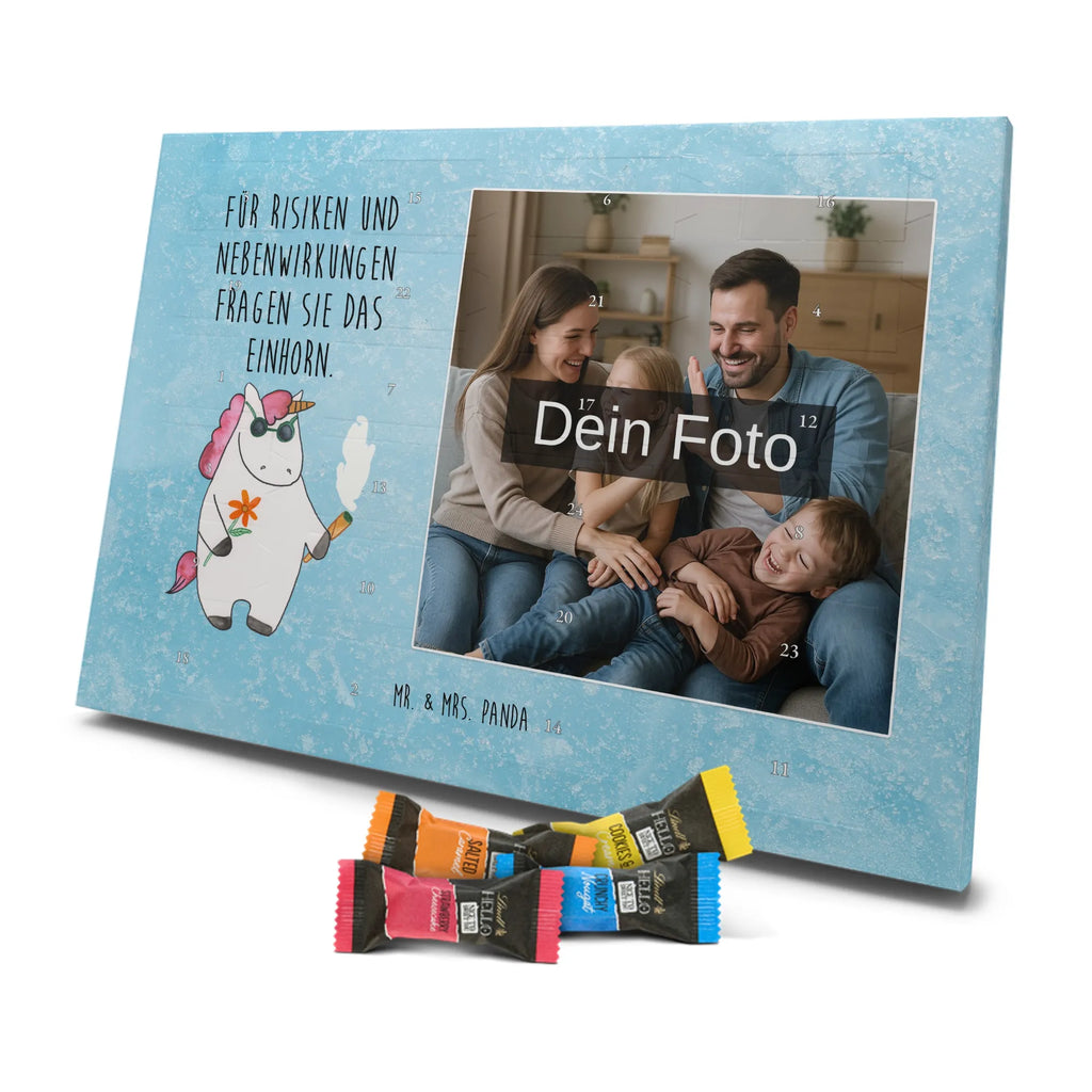 Personalisierter Schoko Foto Adventskalender Einhorn Woodstock Personalisierter Schoko Foto Adventskalender, Unicorn, Einhorn, Einhörner, Einhorn Deko, Zigarette, Spaß. Lustig, Alkohol, Joint, Woodstock, Party, Kiffen, Witzig
