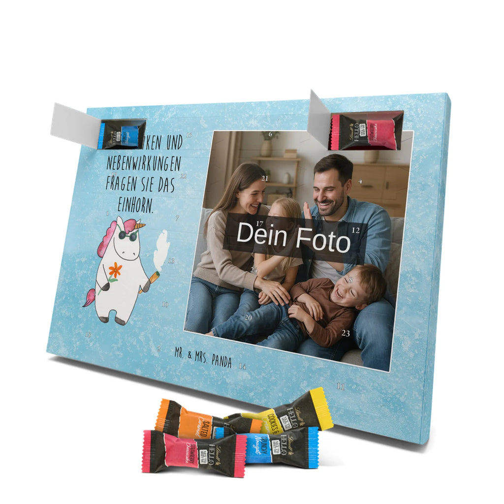 Personalisierter Schoko Foto Adventskalender Einhorn Woodstock Personalisierter Schoko Foto Adventskalender, Unicorn, Einhorn, Einhörner, Einhorn Deko, Zigarette, Spaß. Lustig, Alkohol, Joint, Woodstock, Party, Kiffen, Witzig