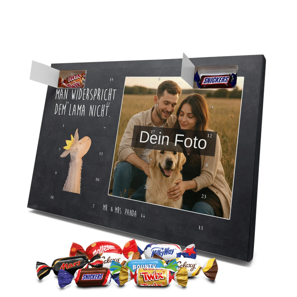 Personalisierter Schoko Foto Adventskalender Lamakopf König Personalisierter Schoko Foto Adventskalender, Lama, Alpaka, Abi, Kollegin, Chef, König, Vorgesetzter, Lamas, Abitur, Mama, Büro Kollege, Königin, Freundin, Papa