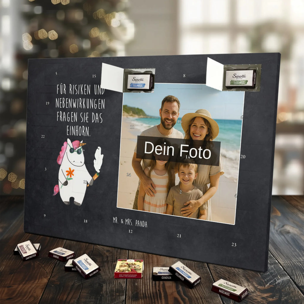 Personalisierter Schoko Foto Adventskalender Einhorn Woodstock Personalisierter Schoko Foto Adventskalender, Unicorn, Einhorn, Einhörner, Einhorn Deko, Zigarette, Spaß. Lustig, Alkohol, Joint, Woodstock, Party, Kiffen, Witzig