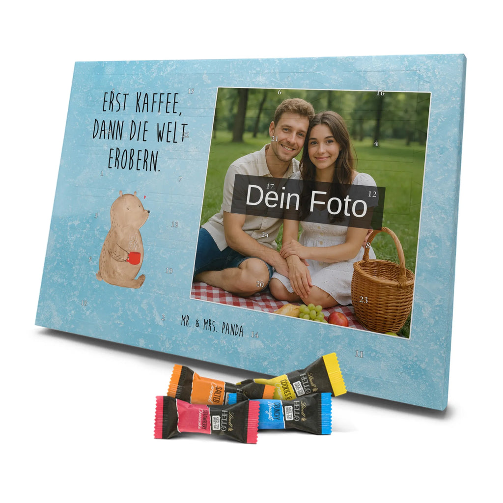 Personalisierter Schoko Foto Adventskalender Bär Kaffee Personalisierter Schoko Foto Adventskalender, Teddybär, Teddy, Bär, Guten Morgen, Bären, Welt Erobern, Kaffee, Welt Retten, Motivation, Coffee, Morgenroutine