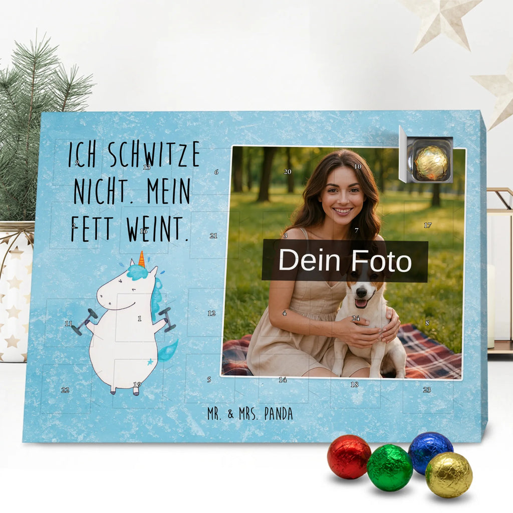 Personalisierter Schoko Foto Adventskalender Einhorn Fitness Personalisierter Schoko Foto Adventskalender, Unicorn, Einhorn, Einhörner, Einhorn Deko, Diät, Gym, Pumpen, Fitnessstudio, Sixpack, Sport, Abnehmen, Geräte, Fitness