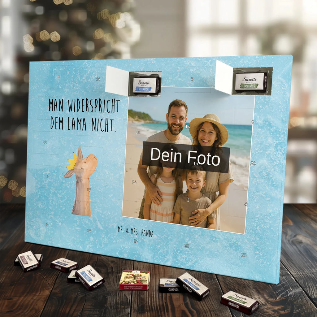 Personalisierter Schoko Foto Adventskalender Lamakopf König Personalisierter Schoko Foto Adventskalender, Lama, Alpaka, Abi, Kollegin, Chef, König, Vorgesetzter, Lamas, Abitur, Mama, Büro Kollege, Königin, Freundin, Papa